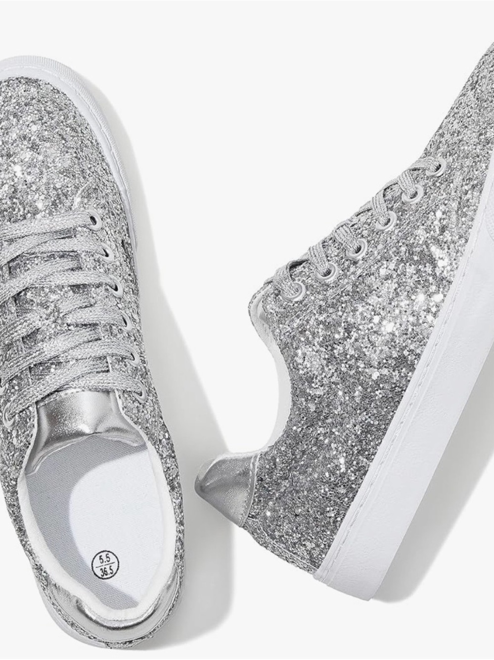 Silver Glitter Low-Top Sneakers